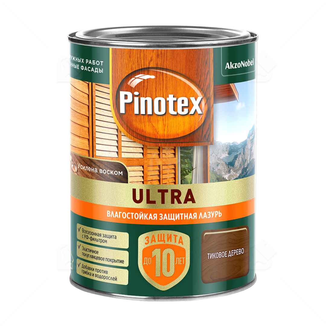 Пропитка Pinotex Ultra AWB полуглянцевая тик 0,9 л