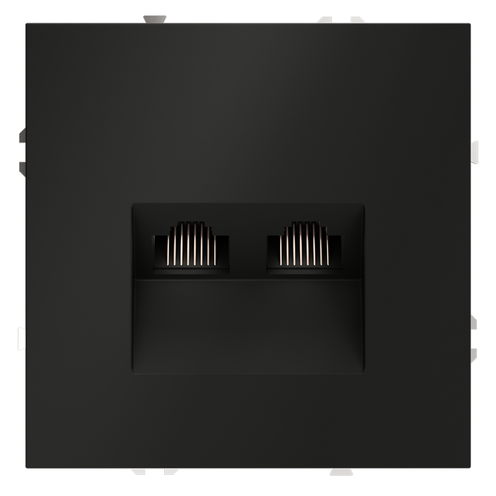 Розетка компьютерная встраиваемая VOLTUM S70 двойная RJ45+RJ45 кат.6, (черный матовый) в строительном магазине