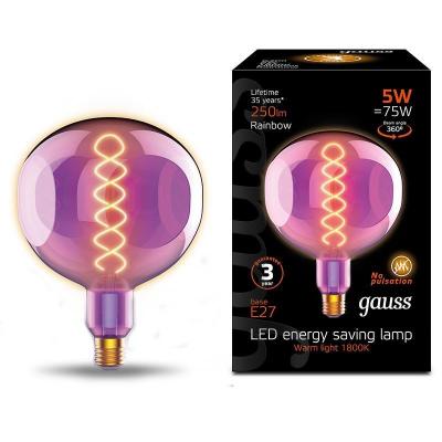 Лампа светодиодная диммируемая филаментная Gauss E27 5W 1800K розовая 1007802103 в строительном магазине