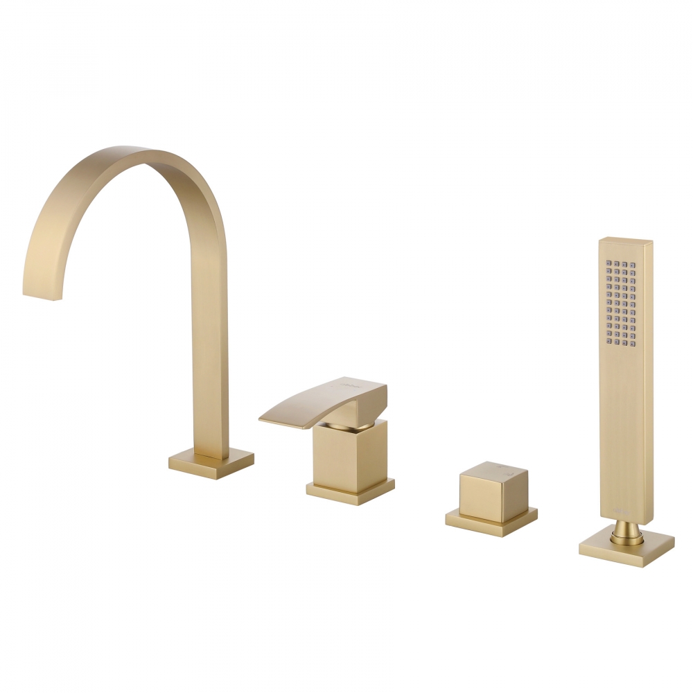 Смеситель ABBER Wasserfall AF8613G на борт ванны, золото матовое в строительном магазине