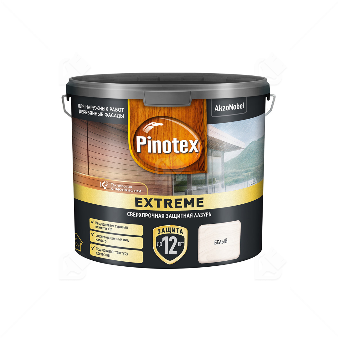 Пропитка Pinotex Extreme для дерева полумат белая, 2,5 л