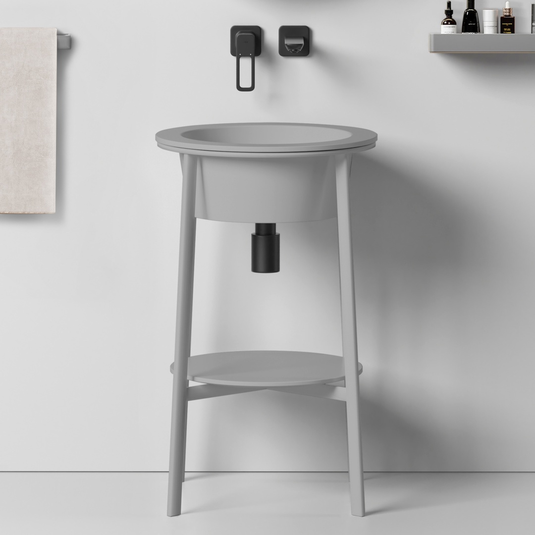 Консоль с керамической раковиной ABBER Bequem AC2630MG серый матовый в строительном магазине