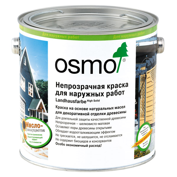 Краска для наружных работ "Landhausfarbe" Осмо (Osmo) 2101 (белая) 0,125л в строительном магазине