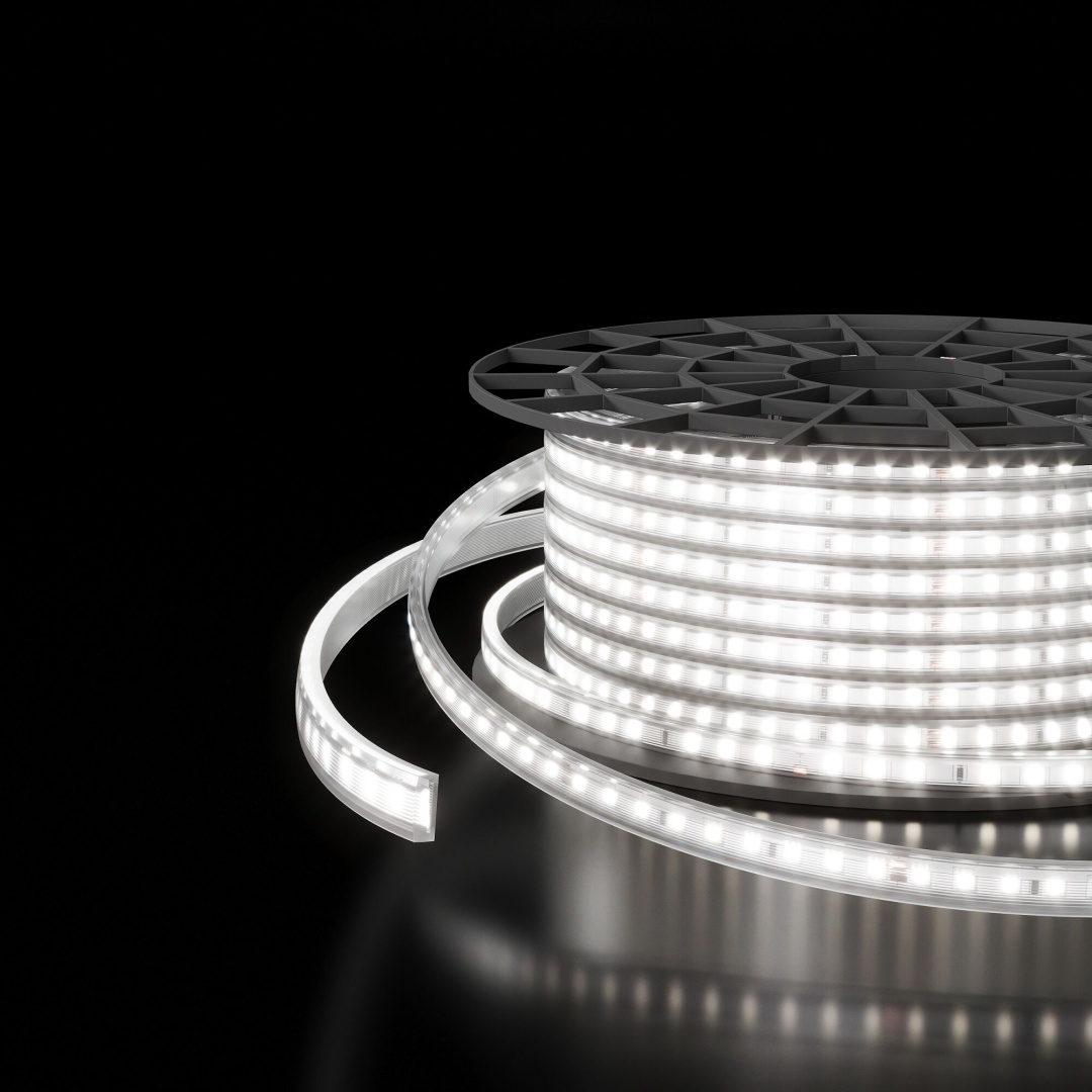 Светодиодная лента двухрядная Premium 220 В 18 Вт/м 180 Led/м 2835 IP65, холодный белый 6500K, 50 м LS011 220V в строительном магазине
