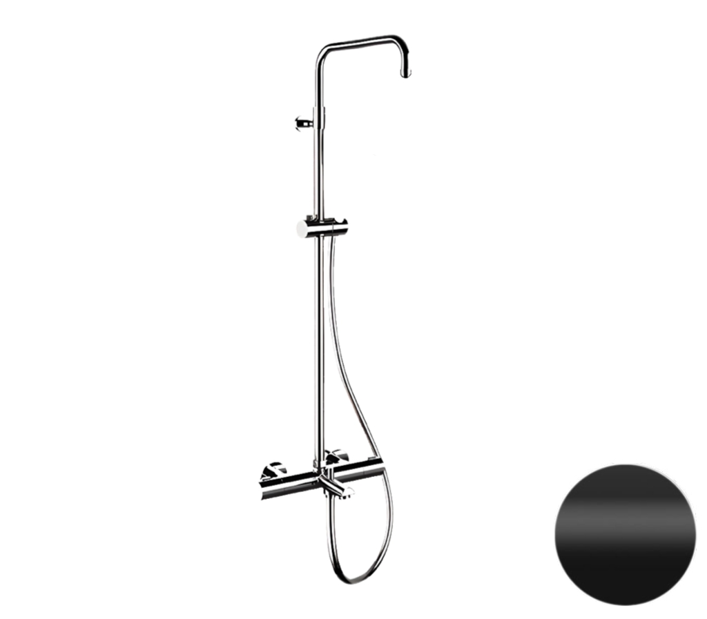 Душевая система термостатическая с изливом Remer Elegance EQ34ASSDNO, черный матовый в строительном магазине