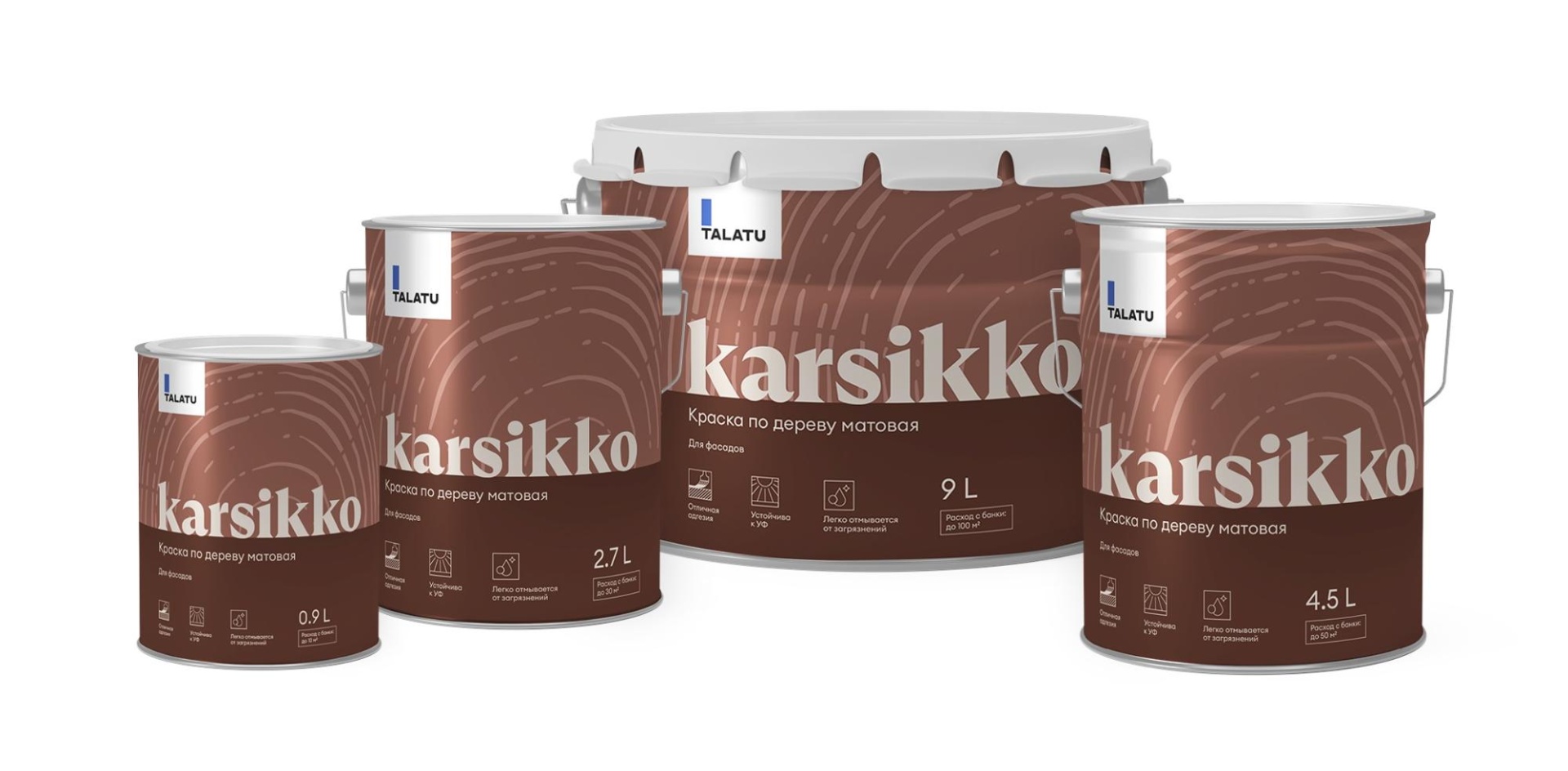 Краска фасадная по дереву TALATU Karsikko Матовая 0,9л в строительном магазине