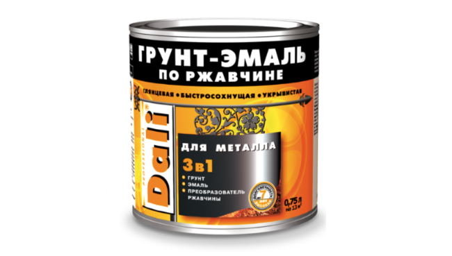 Грунт-эмаль по ржавчине DALI 3 в 1 гладкая алкидная (желтый RAL 1021) 10лжелтый RAL 1021