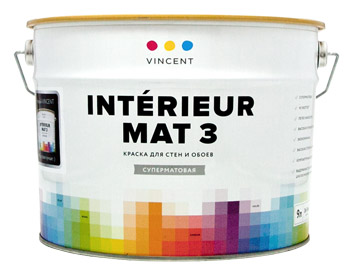 Краска интерьерная Vincent I-3 interior (Винцент И-3) глубокоматовая 2,7л в строительном магазине