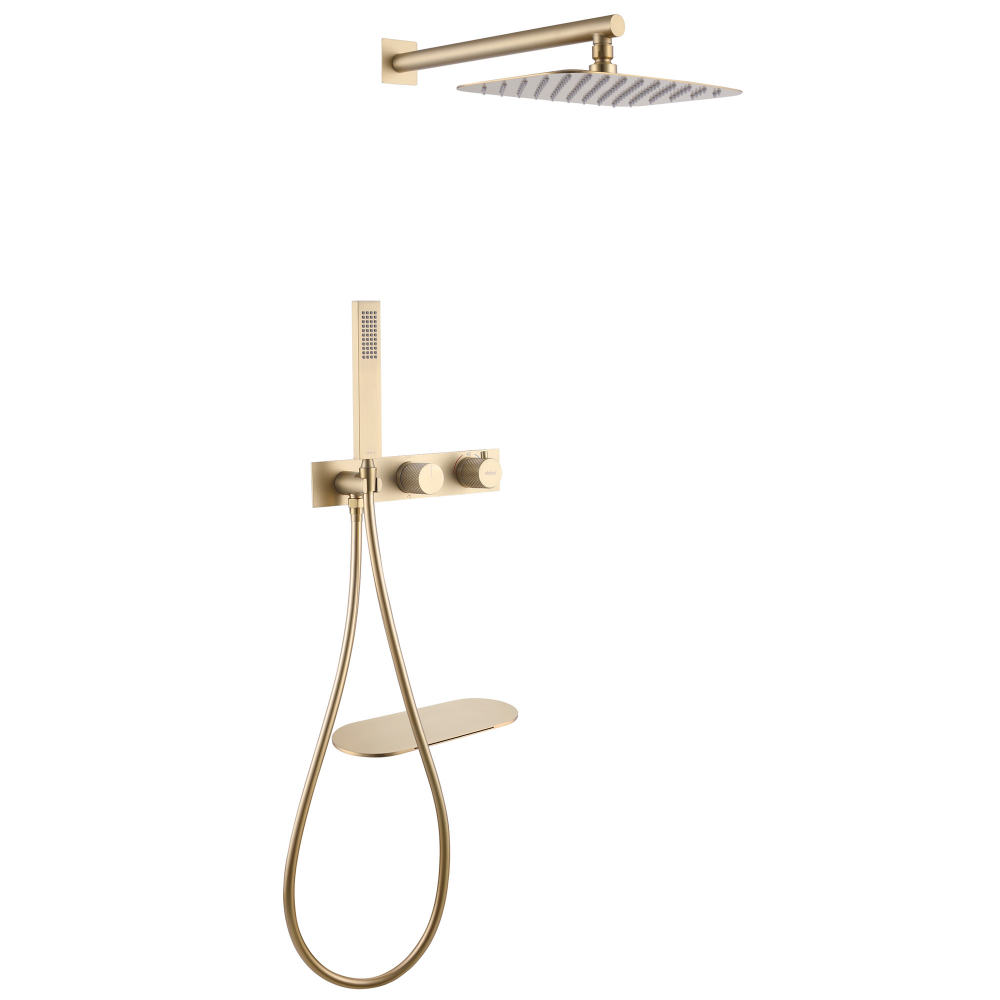 Душевая система ABBER Rund AF8750G скрытого монтажа с изливом, термостат, золото матовое в строительном магазине