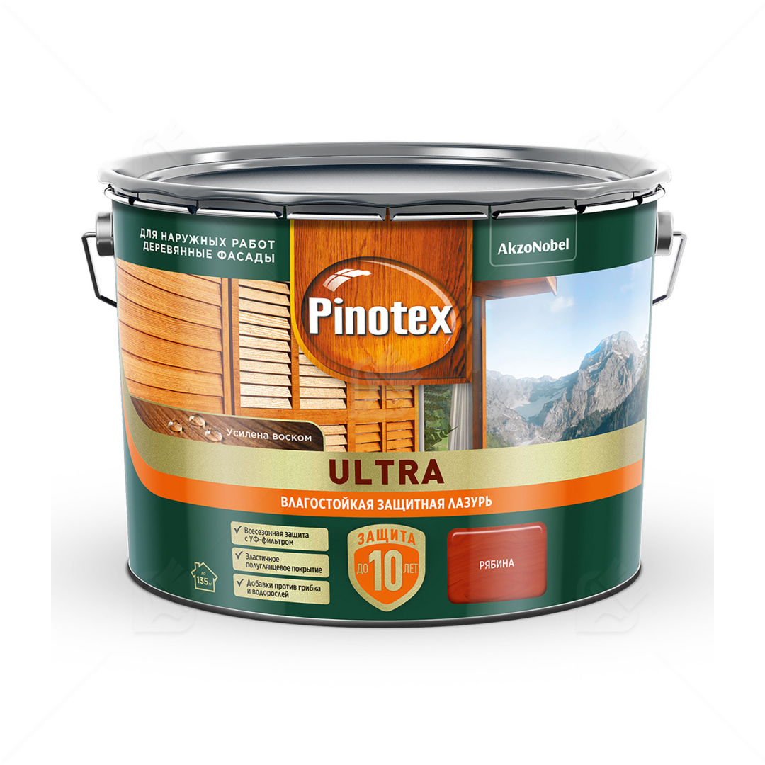 Пропитка Pinotex Ultra AWB полуглянцевая рябина 9 л