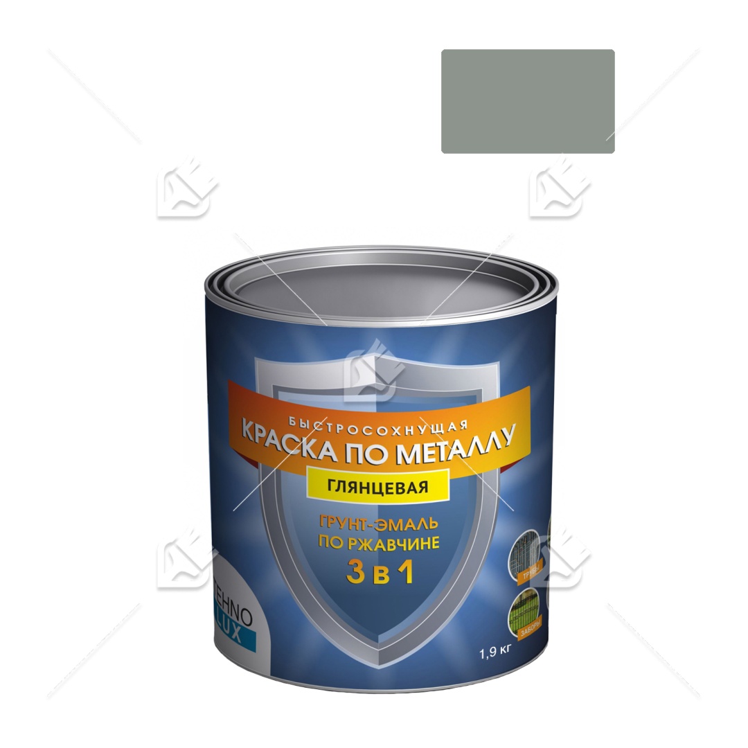 Грунт-эмаль 3 в 1 Технолюкс гладкая серая RAL 7042 1,9кг