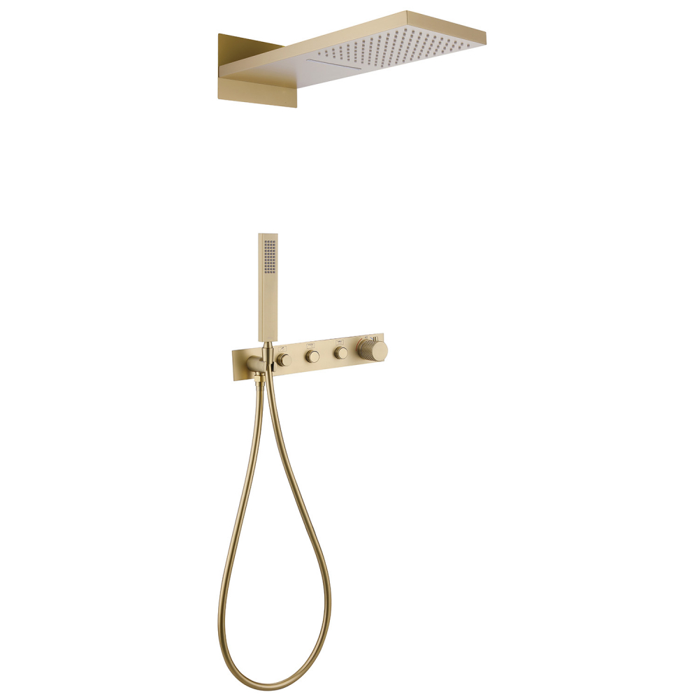 Душевая система ABBER Rund AF8752G скрытого монтажа без излива, термостат, золото матовое в строительном магазине