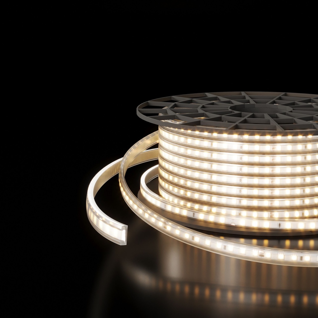 Светодиодная лента 220 В 18 Вт/м 180 Led/м 2835 IP65, дневной белый 4200К, 50 м Лента светодиодная 220V 18W 180Led 2835 двухрядная IP65 дневной белый, 50 м в строительном магазине