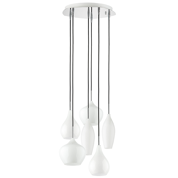 803060 Подвес PENTOLA 6х40W E14 ХРОМ/БЕЛЫЙ в строительном магазине