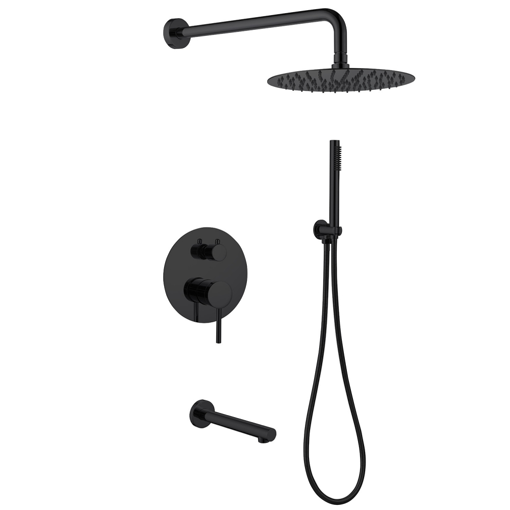 Душевая система ABBER Emotion AF8817B скрытого монтажа с изливом, черная матовая в строительном магазине