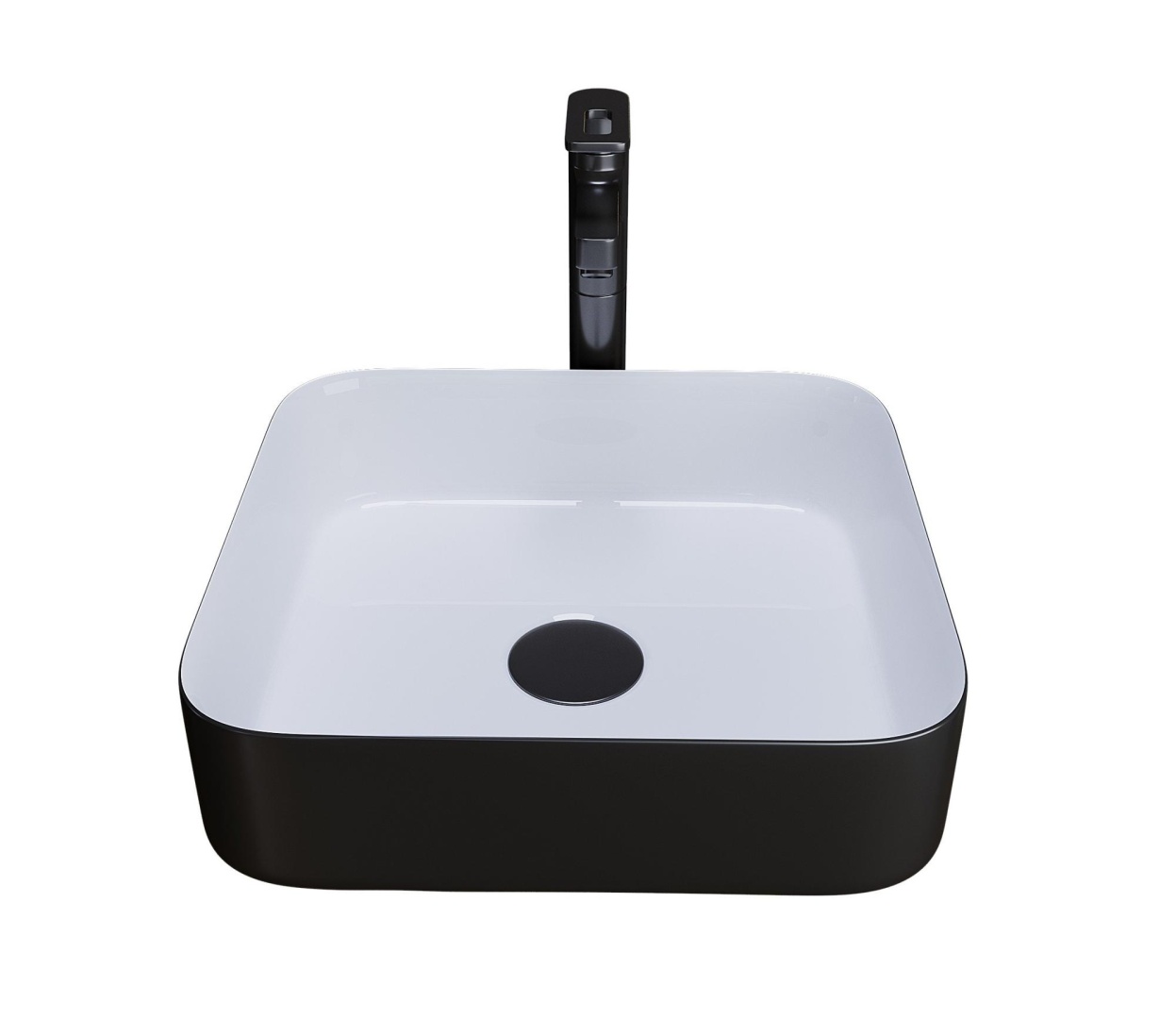 Раковина GROSSMAN Color GR-4042BW (385x385x140) черная белая внутри в строительном магазине