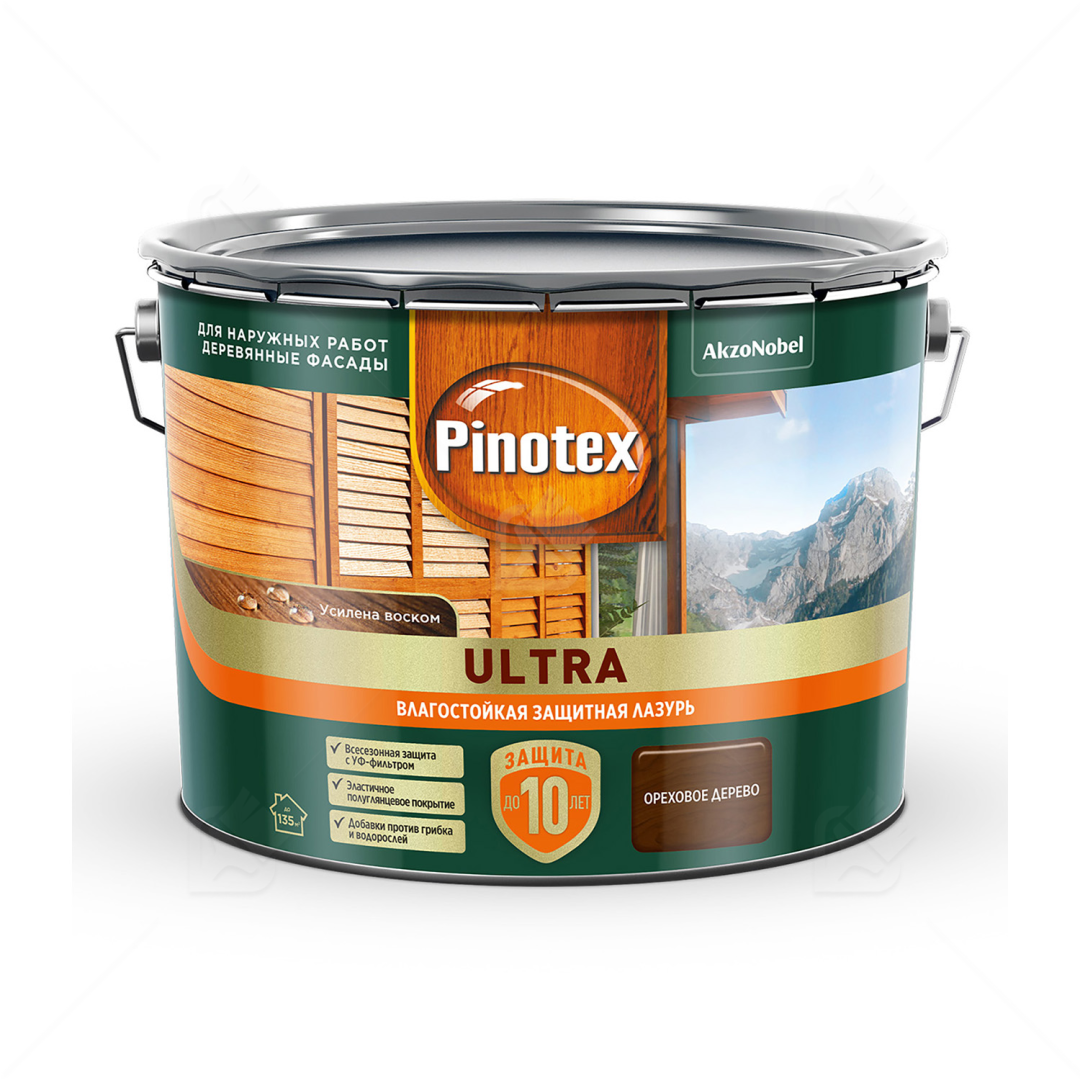 Пропитка Pinotex Ultra AWB полуглянцевая орех 9 л