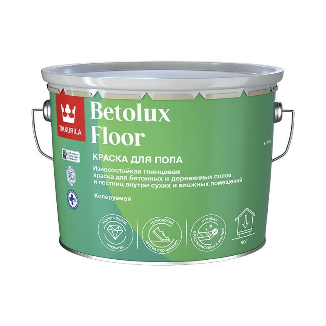 Краска для пола Tikkurila Betolux Akva (Тиккурила Бетолюкс Аква) полуглянцевая 9 л в строительном магазине
